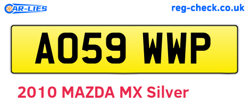 AO59WWP are the vehicle registration plates.
