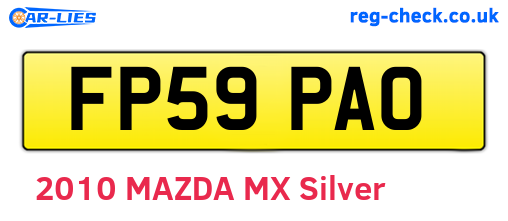 FP59PAO are the vehicle registration plates.