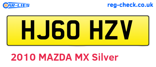 HJ60HZV are the vehicle registration plates.