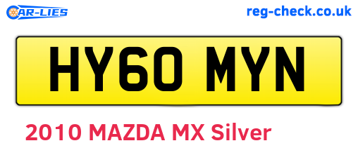 HY60MYN are the vehicle registration plates.