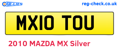 MX10TOU are the vehicle registration plates.