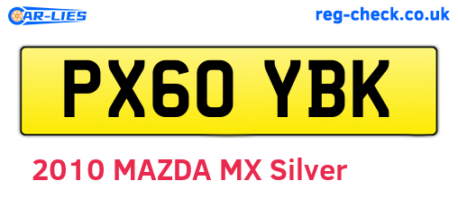 PX60YBK are the vehicle registration plates.