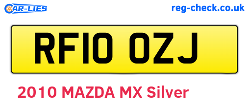 RF10OZJ are the vehicle registration plates.