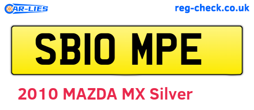SB10MPE are the vehicle registration plates.