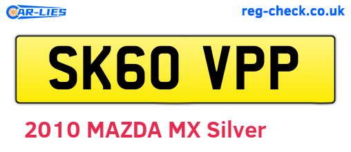 SK60VPP are the vehicle registration plates.