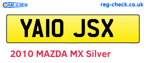 YA10JSX are the vehicle registration plates.