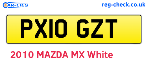 PX10GZT are the vehicle registration plates.