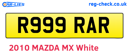 R999RAR are the vehicle registration plates.