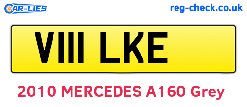 V111LKE are the vehicle registration plates.
