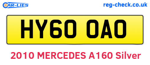 HY60OAO are the vehicle registration plates.