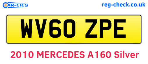 WV60ZPE are the vehicle registration plates.