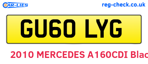 GU60LYG are the vehicle registration plates.