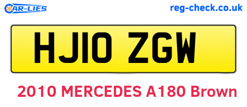 HJ10ZGW are the vehicle registration plates.