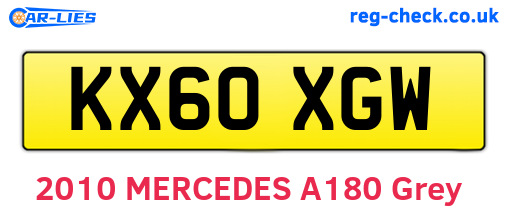 KX60XGW are the vehicle registration plates.