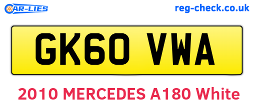 GK60VWA are the vehicle registration plates.
