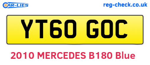 YT60GOC are the vehicle registration plates.