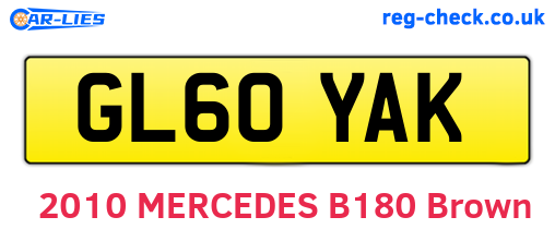 GL60YAK are the vehicle registration plates.