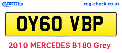 OY60VBP are the vehicle registration plates.