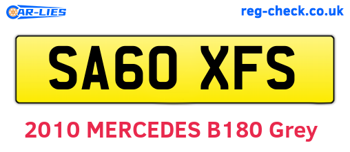 SA60XFS are the vehicle registration plates.
