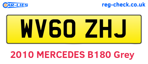 WV60ZHJ are the vehicle registration plates.