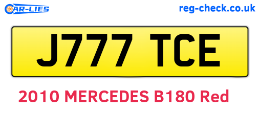 J777TCE are the vehicle registration plates.