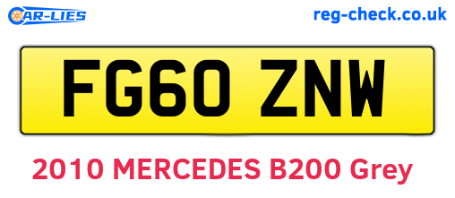 FG60ZNW are the vehicle registration plates.