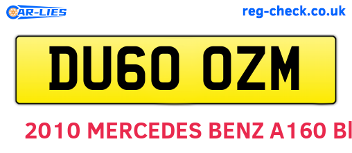 DU60OZM are the vehicle registration plates.