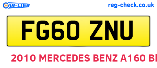 FG60ZNU are the vehicle registration plates.