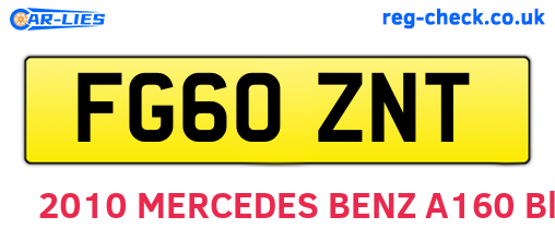 FG60ZNT are the vehicle registration plates.