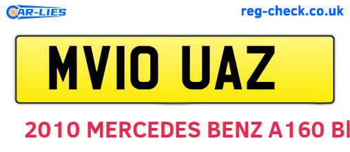 MV10UAZ are the vehicle registration plates.