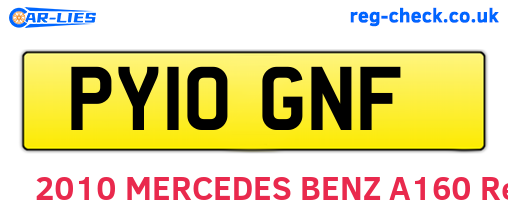 PY10GNF are the vehicle registration plates.