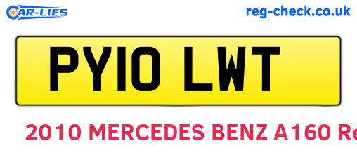 PY10LWT are the vehicle registration plates.