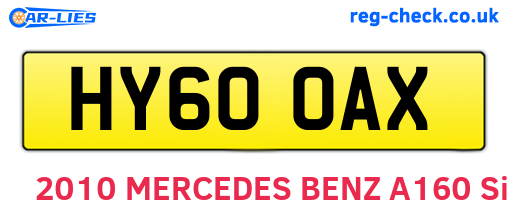 HY60OAX are the vehicle registration plates.