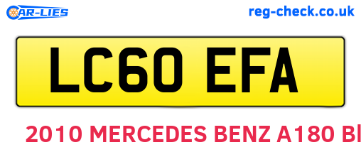 LC60EFA are the vehicle registration plates.