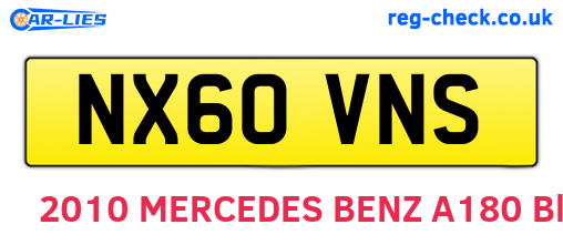 NX60VNS are the vehicle registration plates.