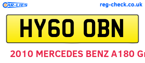 HY60OBN are the vehicle registration plates.