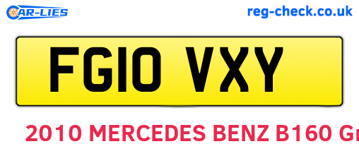 FG10VXY are the vehicle registration plates.