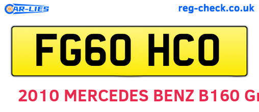 FG60HCO are the vehicle registration plates.