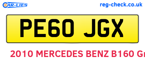 PE60JGX are the vehicle registration plates.