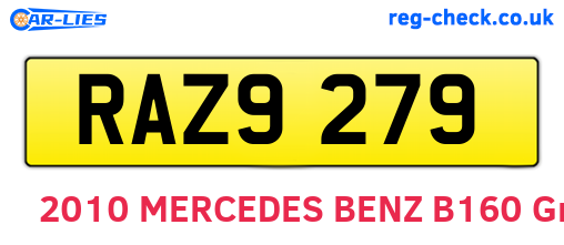 RAZ9279 are the vehicle registration plates.