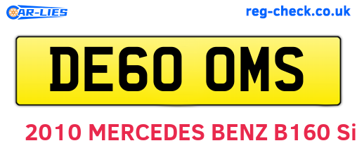 DE60OMS are the vehicle registration plates.