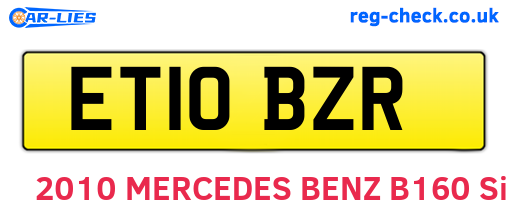 ET10BZR are the vehicle registration plates.