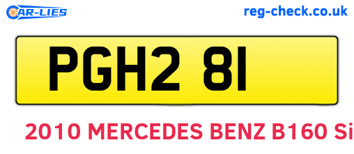 PGH281 are the vehicle registration plates.