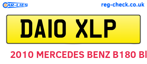 DA10XLP are the vehicle registration plates.