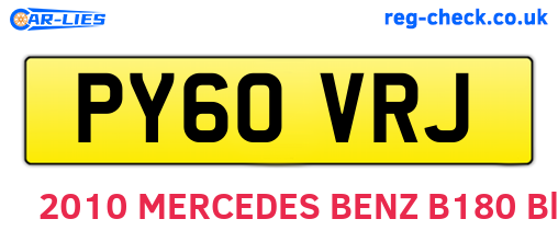 PY60VRJ are the vehicle registration plates.