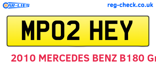 MP02HEY are the vehicle registration plates.