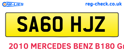 SA60HJZ are the vehicle registration plates.