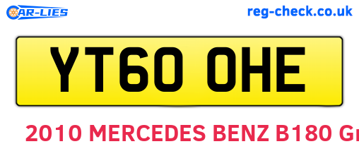 YT60OHE are the vehicle registration plates.