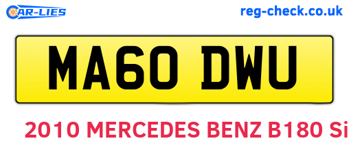 MA60DWU are the vehicle registration plates.