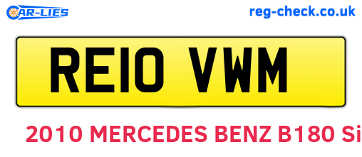 RE10VWM are the vehicle registration plates.